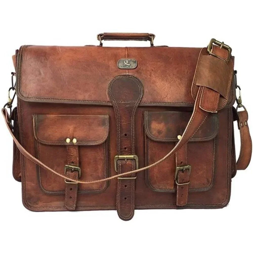 Leather Messenger Bag for Men, 18 Inch Laptop Crossbody, Handmade Leather